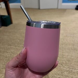 Pink Insulated Tumbler with Straw